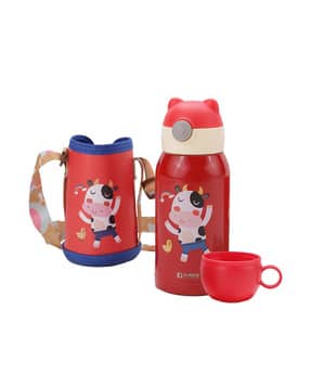 kuber industries Cartoon Lovely Stainless Steel Vacuum Kids Water Bottle 500 ml With Three Covers-YX-060808-Red Tumblers & Glasses-picture-23