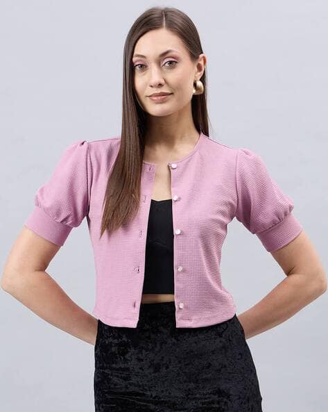 Women's Bolero Shrugs With Button Button Shrug In Linen Blend