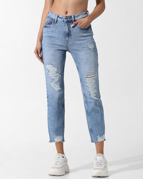 Women Heavily Washed Distressed Skinny Fit Jeans