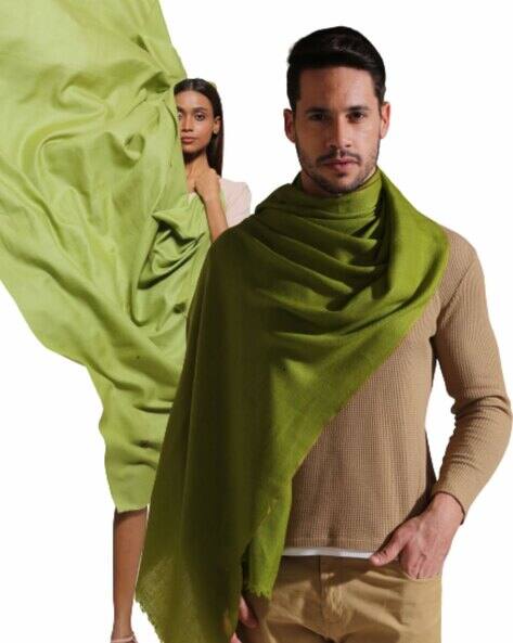 Men Shawl with Fringed Hem