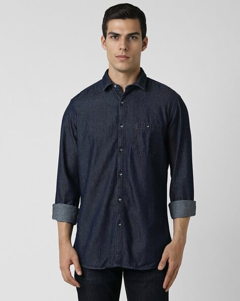 Men Slim Fit Denim Shirt