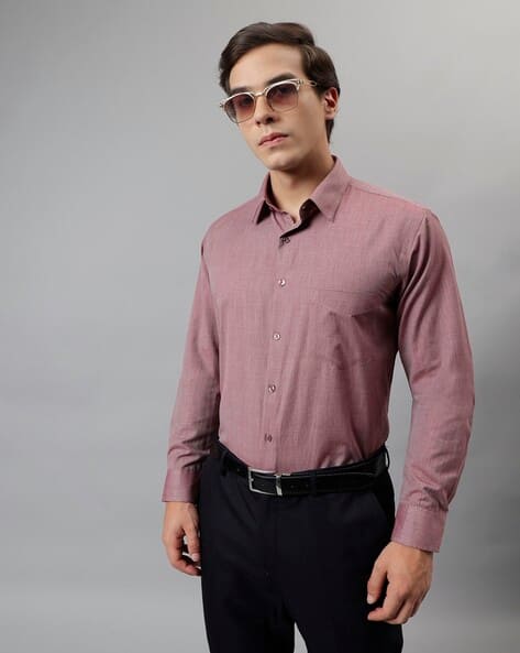 ENGLISH NAVY Men Slim Fit Shirt with Patch Pocket