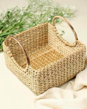 habere india Seagrass Fruit Hamper Basket with Cane Handle-picture-38