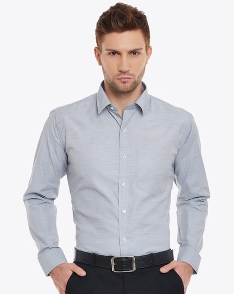 Men Slim Fit Shirt with Patch Pocket