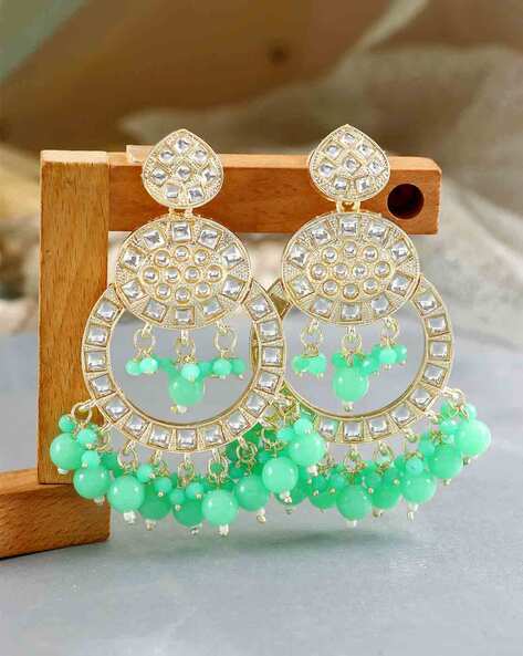 Women Stone-Studded Chandbali Earrings