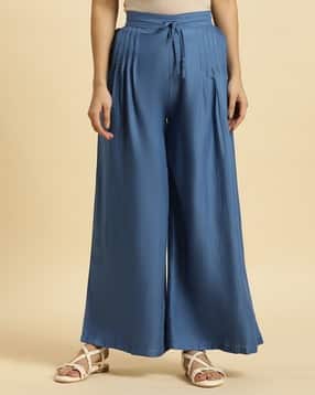 Women Pleated Regular Fit Palazzos with Insert Pockets-picture-24