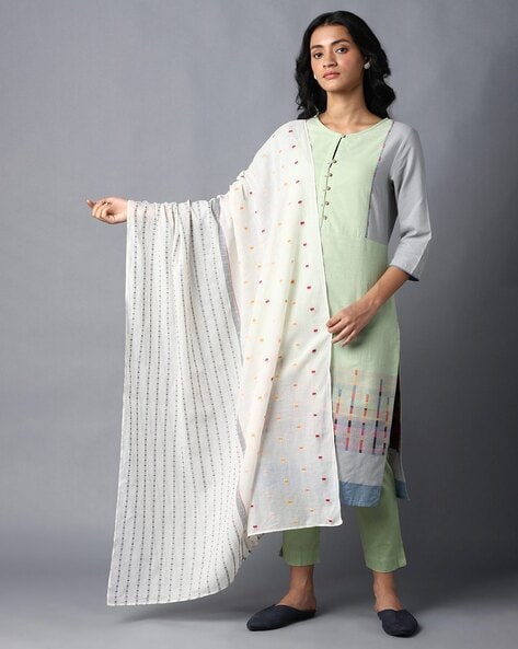 Women Geometric Print Dobby Dupatta Price in India