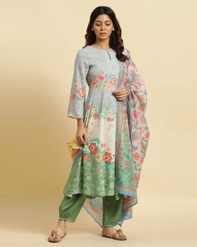 Women Floral Print Chanderi Dupatta with Tassels-picture-37