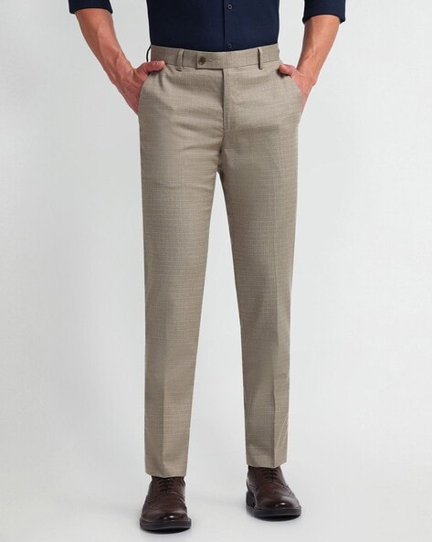 Arrow Men Slim Fit Flat-Front Trousers