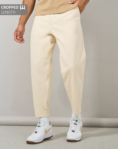 Buy Cream Trousers Pants for Men by Styli Online
