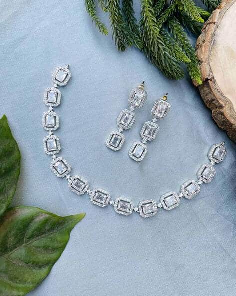 The Pari Women Diamond-Studded Necklace & Earrings Set