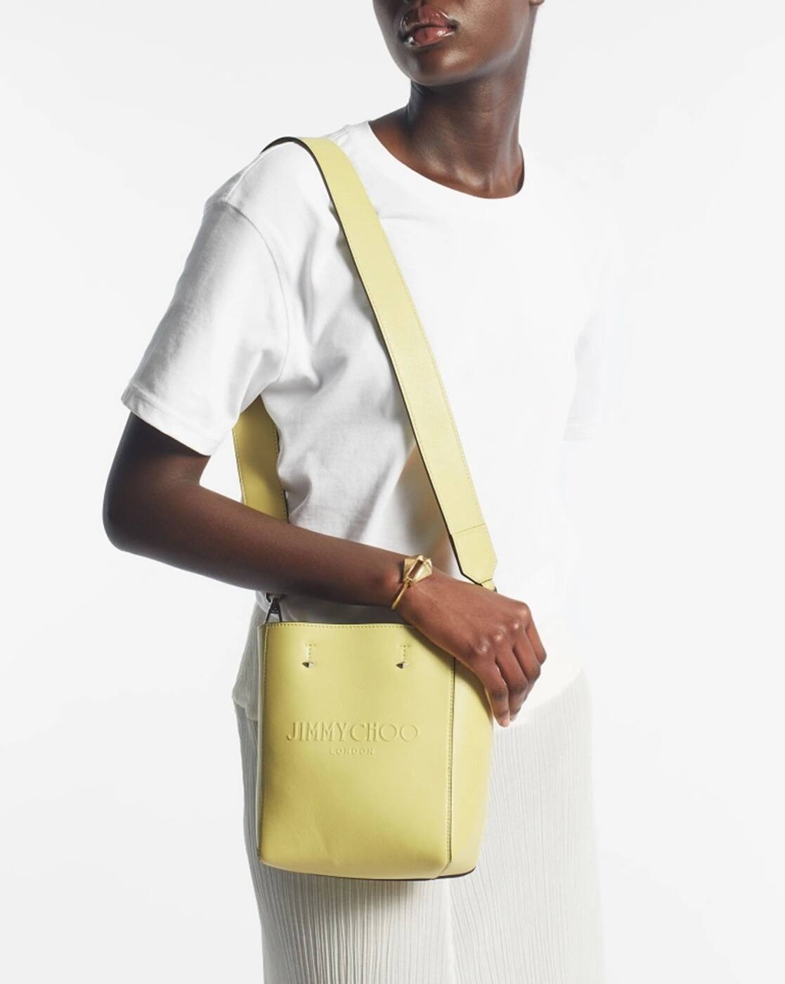Buy Jimmy Choo Lenny Embossed Leather Tote Bag | Lime Green Color
