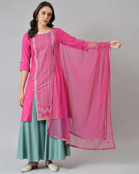 Women Floral Woven Dupatta Price in India