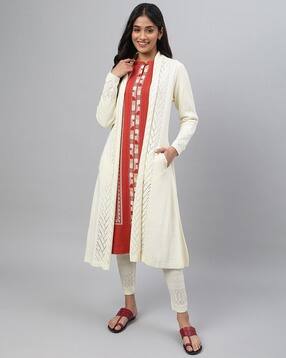 Women Pointelle-Knit Regular Fit Shrug