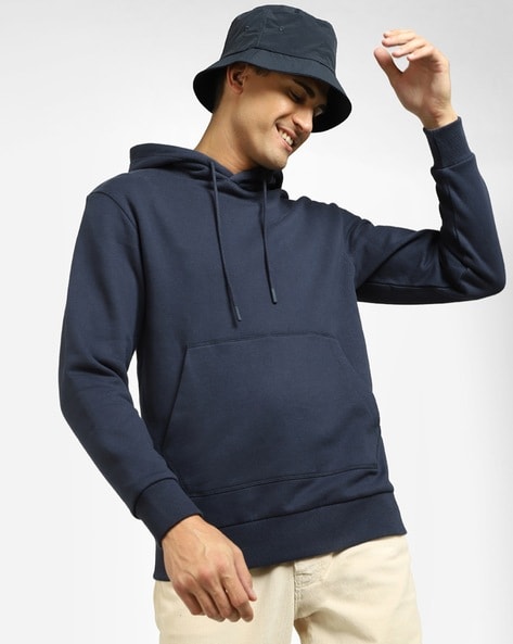 Men Regular Fit Hoodie with Kangaroo Pocket