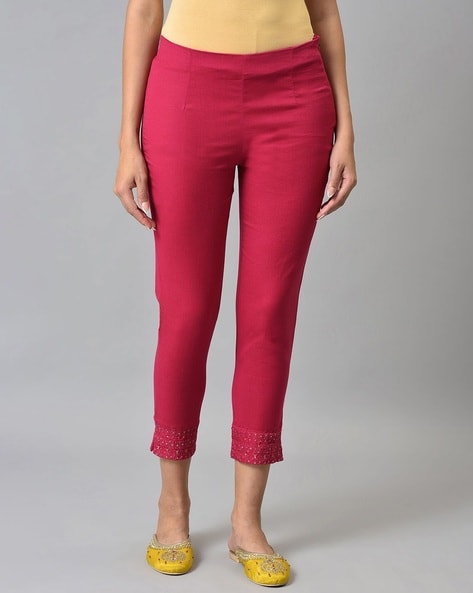 Women Slim Fit Flat-Front Pants