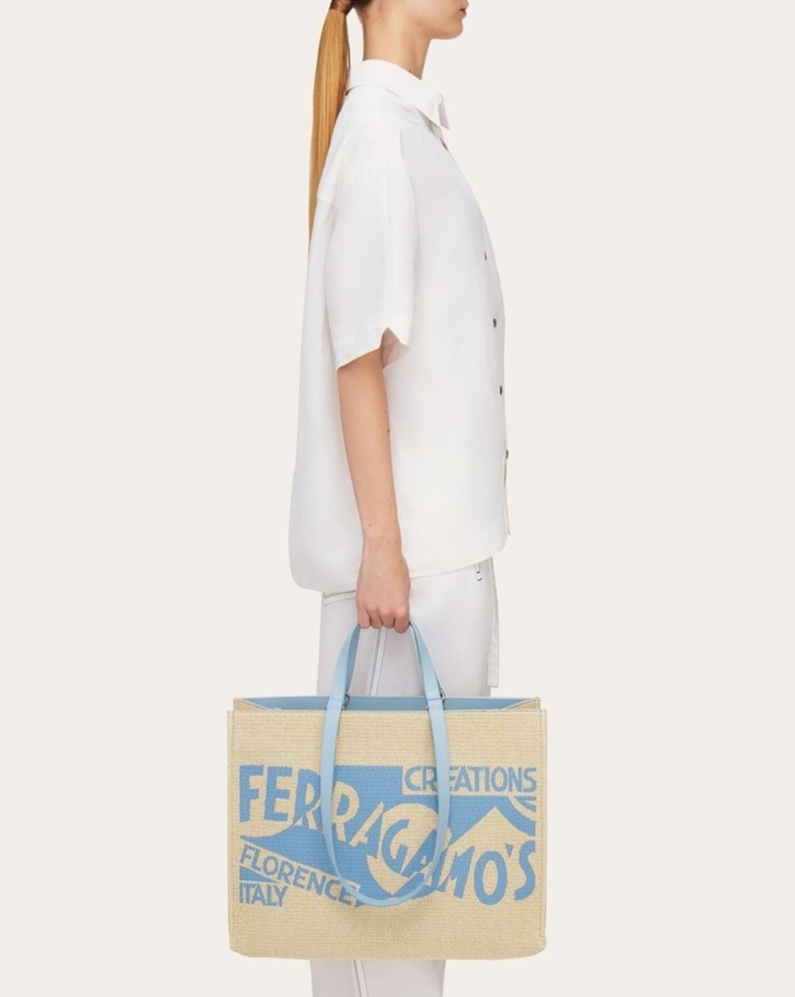 Buy Ferragamo Logo Large Tote Bag | Beige Color Women | AJIO LUXE