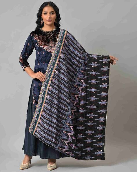 Women Geometric Print Cotton Shawl Price in India