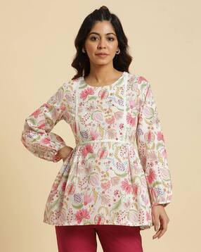 Women Floral Print Relaxed Fit Peplum Top-picture-25
