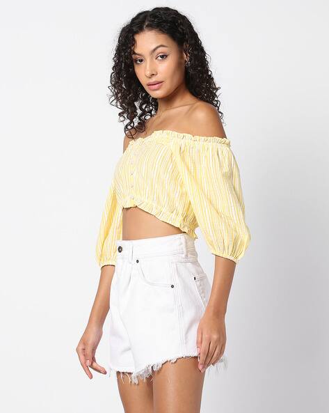 yellow fitted crop top