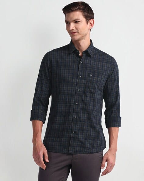 Arrow Sports Men Checked Slim Fit Shirt with Patch Pocket