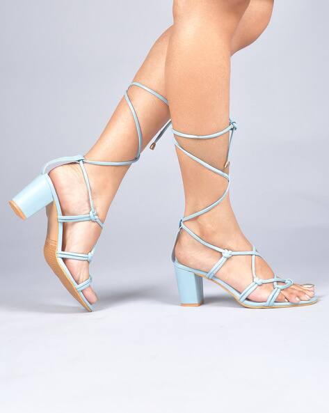 Buy Blue Heeled Sandals for Women by Selfiee Online