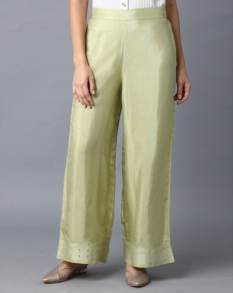 Women Shantung Parallel Pants Price in India