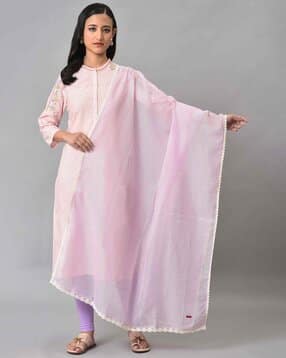 w Women Dupatta with Lace Hem-picture-48