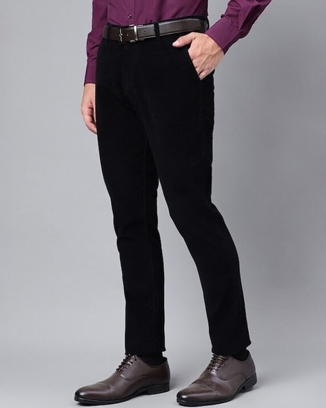 Hancock Men Slim Fit Flat-Front Trousers