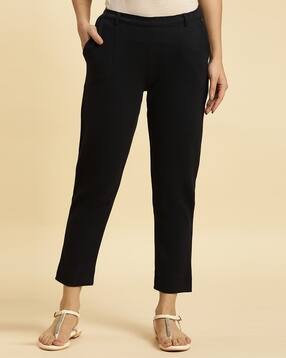Women Slim Fit Flat-Front Trousers-picture-30