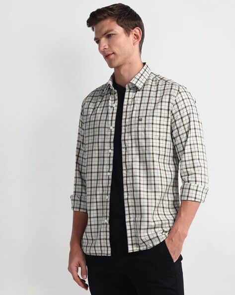 Arrow Sports Men Checked Slim Fit Shirt with Patch Pocket