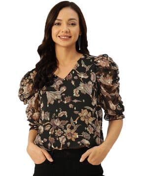 Women Floral Print Slim Fit Top-image-28
