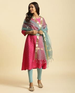 w Women Organza Dupatta with Tassels-picture-11