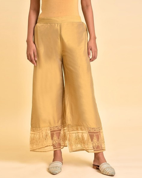 Golden palazzo pants online best sale