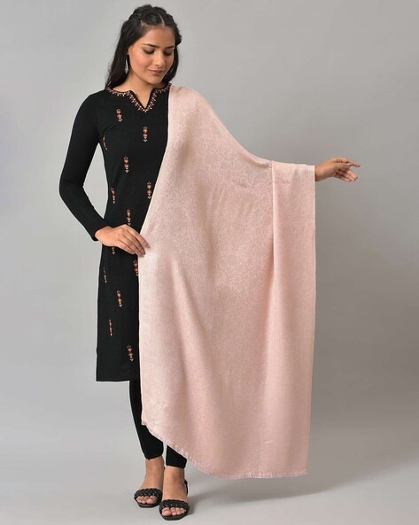 Women Printed Shawl with Fringes Price in India