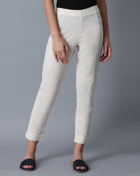 Women Slim Fit Pleat-Front Pants Price in India