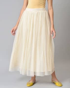 Women Flared Skirt with Elasticated Waist-picture-38