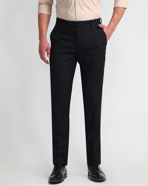 Arrow Men Slim Fit Flat-Front Trousers