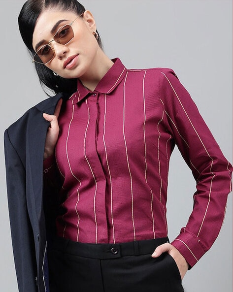 Buy Burgundy Shirts for Women by HANCOCK Online Ajio