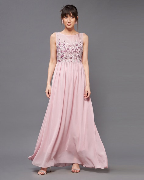 Pink embellished gown best sale