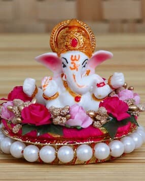 ecraftindia Lord Ganesha Idol on Decorative Handcrafted Plate-picture-4