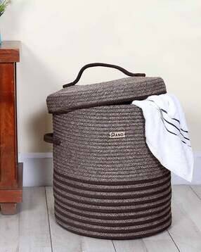 Striped Laundry Basket with Lid