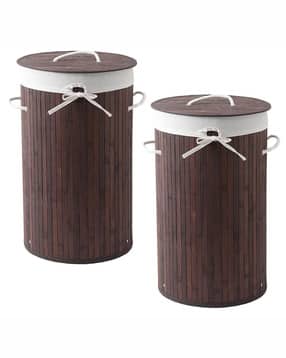the better home Set of 2 Striped Bamboo Laundry Baskets-picture-23