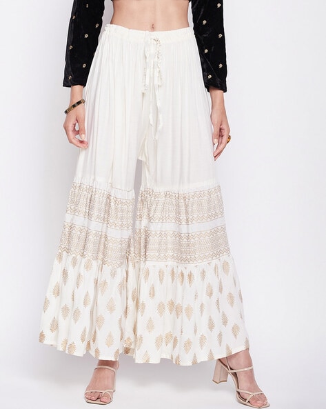 Women Foil Print Flared Sharara Price in India