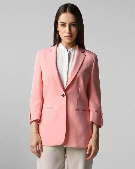 Women Notched Lapel Single-Breasted Blazer