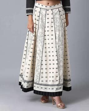 Women Floral Print Flared Skirt-picture-24