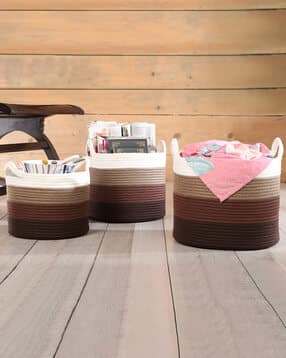 Set of 3 Colourblock Multipurpose Baskets with Handles