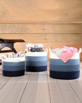 Set of 3 Colourblock Multipurpose Baskets with Handles