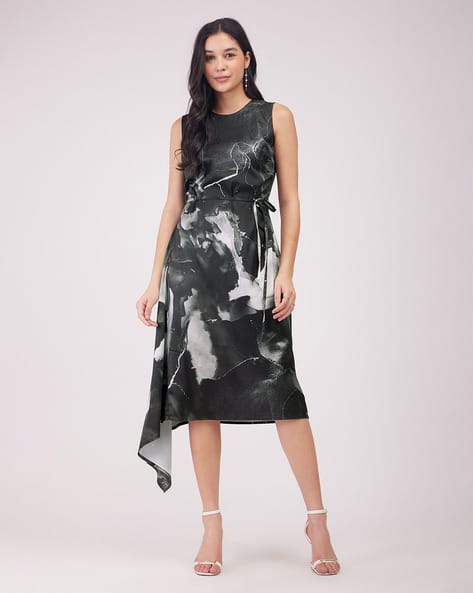 Knee Length Black And Grey Cocktail Dresses Silver Grey Three Quarter  Sleeve Cocktail Dress 09551 Jovani