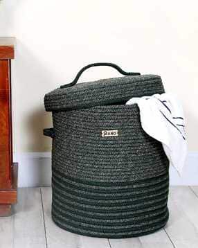Striped Laundry Basket with Lid